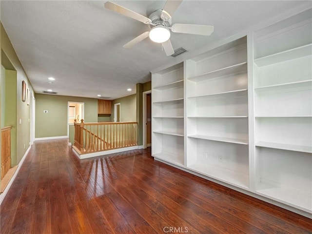 8242 Daisy Ln, Riverside, CA 92508 - unfurnished room featuring dark wood-style flooring, recessed lighting, a ceiling fan, and baseboards