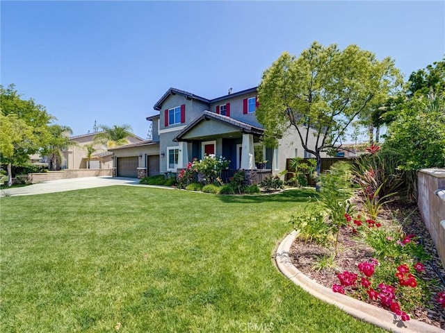 8242 Daisy Ln, Riverside, CA 92508 - craftsman inspired home with concrete driveway, stucco siding, and a garage