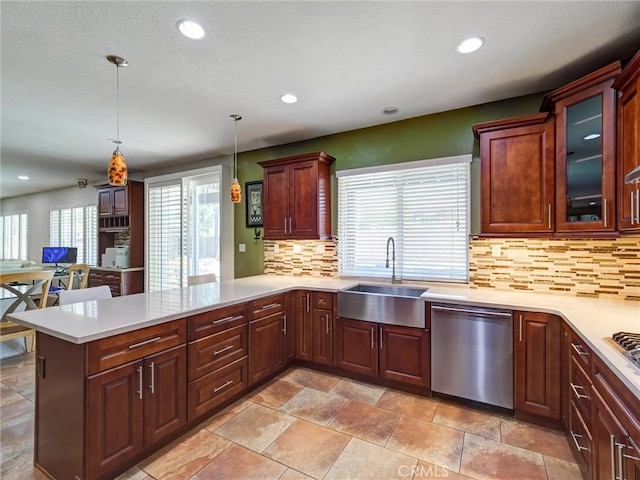 8242 Daisy Ln, Riverside, CA 92508 - kitchen featuring stainless steel appliances, a sink, a peninsula, healthy amount of natural light, and recessed lighting