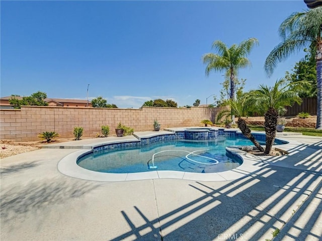 8242 Daisy Ln, Riverside, CA 92508 - view of swimming pool featuring a fenced backyard and a pool with connected hot tub