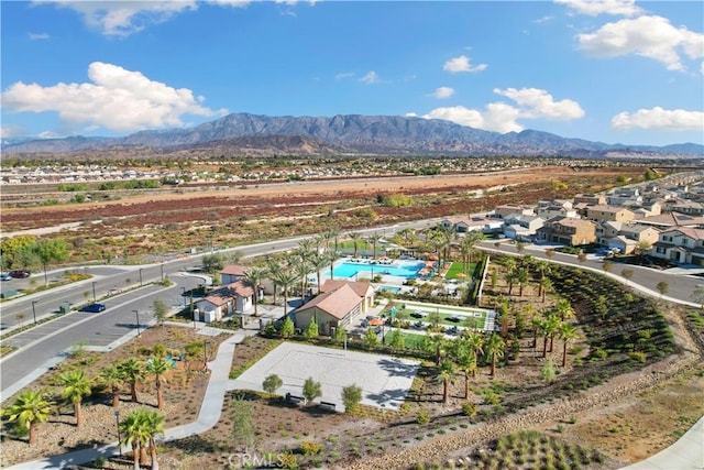 14226 Sonoma Ct, Beaumont, CA 92223 - aerial view of residential area featuring a mountain backdrop and a pool