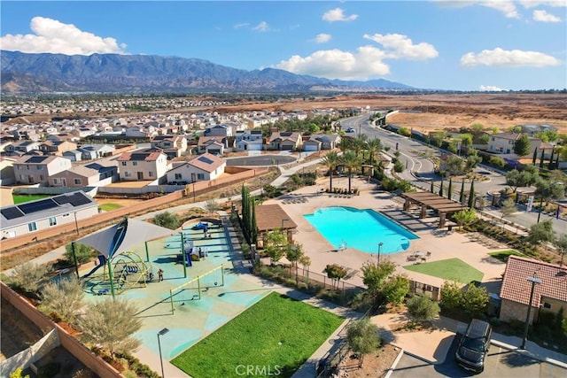 14226 Sonoma Ct, Beaumont, CA 92223 - aerial view of residential area featuring a pool and mountains