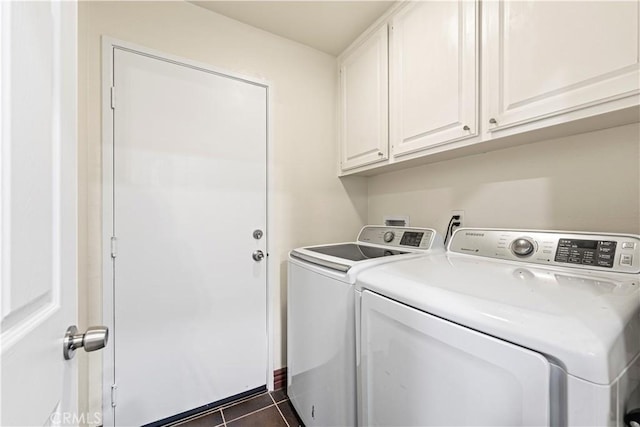 23411 Abbey Glen Pl Unit 41, Valencia, CA 91354 - laundry area with washer and clothes dryer, cabinet space, and dark tile patterned floors