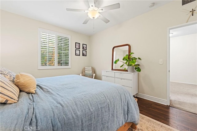 23411 Abbey Glen Pl Unit 41, Valencia, CA 91354 - bedroom with wood finished floors, baseboards, and ceiling fan