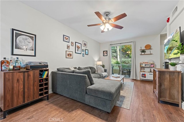 23411 Abbey Glen Pl Unit 41, Valencia, CA 91354 - living area featuring ceiling fan and wood finished floors