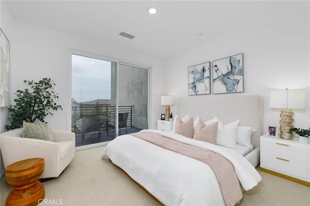 1075 Cadence, Irvine, CA 92618 - bedroom with access to outside, light carpet, and recessed lighting