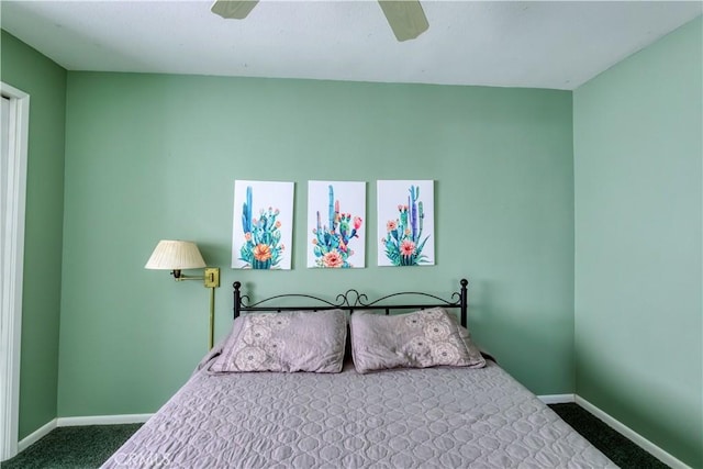 16811 Via Quedo, Desert Hot Springs, CA 92240 - bedroom featuring carpet floors, baseboards, and ceiling fan