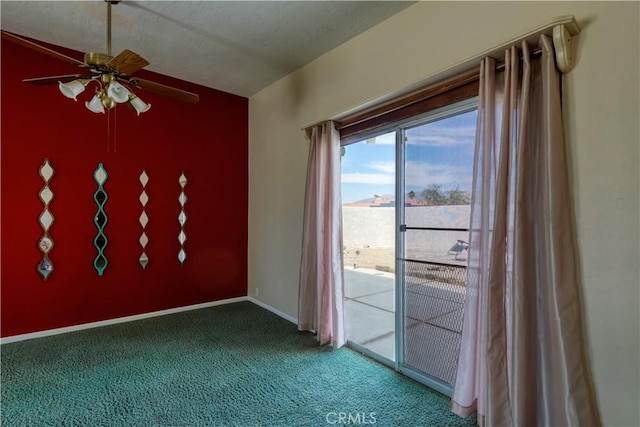 16811 Via Quedo, Desert Hot Springs, CA 92240 - spare room featuring ceiling fan, carpet flooring, and baseboards