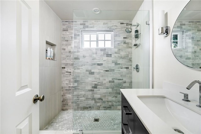 31847 8th Ave, Laguna Beach, CA 92651 - full bathroom with a shower stall, vanity, and tile patterned flooring