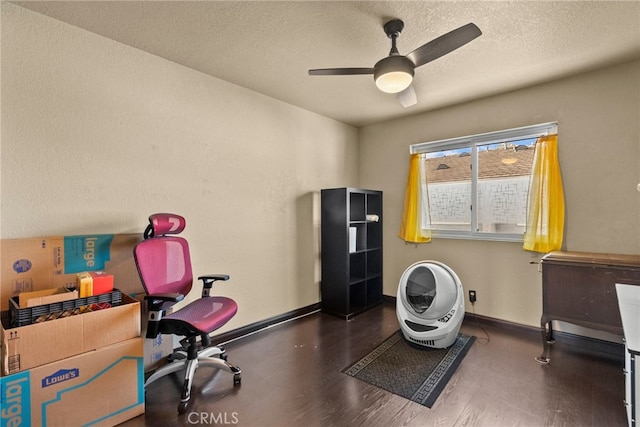 21817 Figueroa St Unit 5, Carson, CA 90745 - office space featuring a ceiling fan, wood finished floors, a textured ceiling, and baseboards