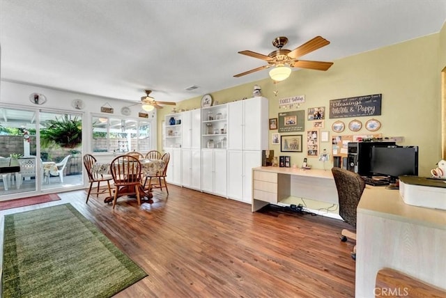 6713 Coral Ct, Rancho Cucamonga, CA 91701 - office featuring ceiling fan and wood finished floors