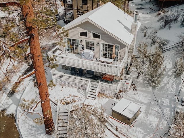 960 Butte Ave, Big Bear City, CA 92314 - snow covered back of property featuring a deck