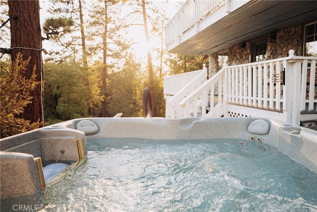 960 Butte Ave, Big Bear City, CA 92314 - view of pool with a hot tub and stairs