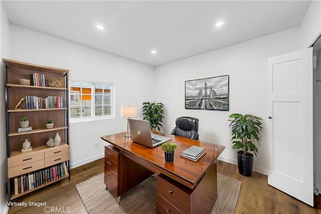 401 W Poplar St, Compton, CA 90220 - office space with wood finished floors, baseboards, and recessed lighting