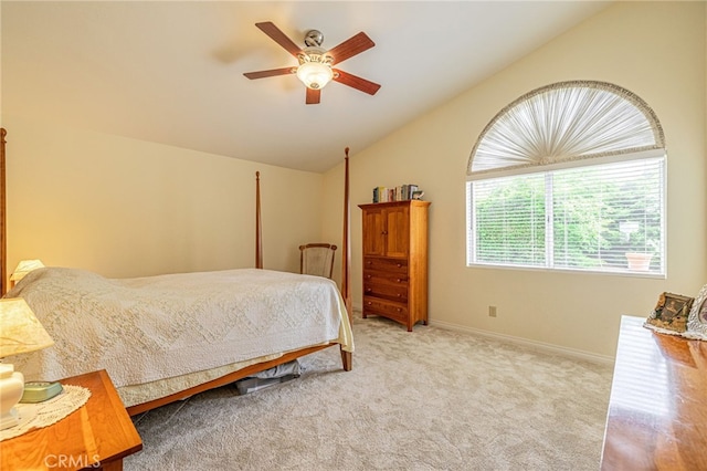 5340 Gardendale Ln, Palmdale, CA 93551 - carpeted bedroom with lofted ceiling, baseboards, and ceiling fan