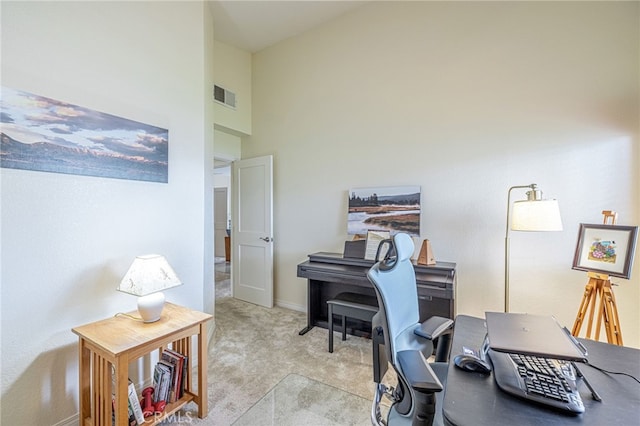 5340 Gardendale Ln, Palmdale, CA 93551 - office with light colored carpet, baseboards, and a high ceiling