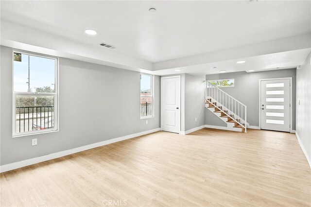 500 N Brannick Ave Unit 2, City Terrace, CA 90063 - spare room featuring stairs, light wood-style floors, baseboards, and recessed lighting