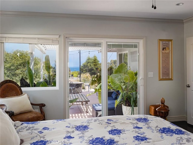 30229 Kingsridge Dr, Rancho Palos Verdes, CA 90275 - bedroom featuring access to outside and ornamental molding