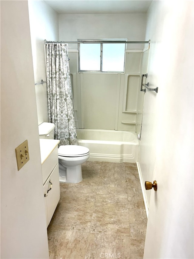 28711 Del Monte Dr, Menifee, CA 92586 - bathroom with vanity, shower / tub combo, toilet, and baseboards