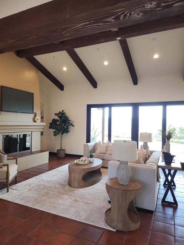 1010 Willowcreek Ln, Fallbrook, CA 92028 - living area with a large fireplace and recessed lighting