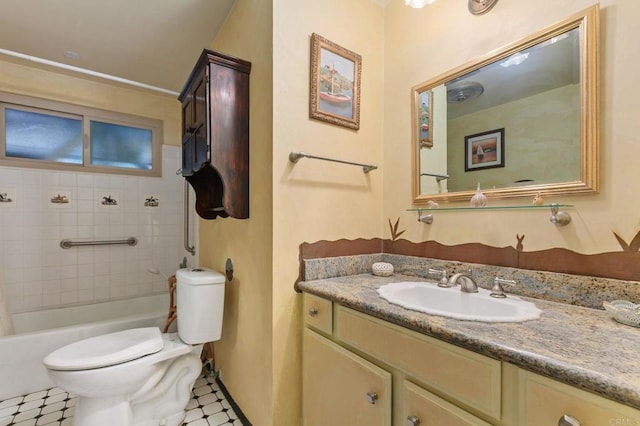 3314 Via Altamira, Fallbrook, CA 92028 - bathroom with tile patterned floors, vanity, toilet, and shower / bathtub combination