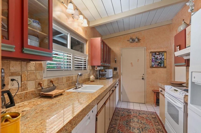 3314 Via Altamira, Fallbrook, CA 92028 - kitchen featuring white appliances, a sink, under cabinet range hood, light tile patterned flooring, and light countertops