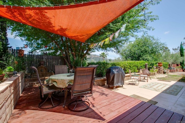 3314 Via Altamira, Fallbrook, CA 92028 - wooden terrace featuring outdoor dining space and grilling area