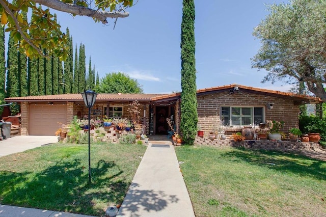 3314 Via Altamira, Fallbrook, CA 92028 - ranch-style house featuring driveway, a garage, a front yard, and a tiled roof