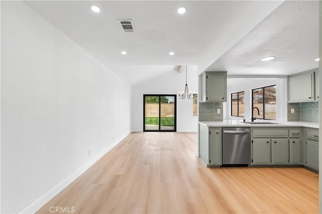 42346 W 47th St W, Lancaster, CA 93536 - kitchen featuring dishwasher, a sink, decorative backsplash, plenty of natural light, and recessed lighting