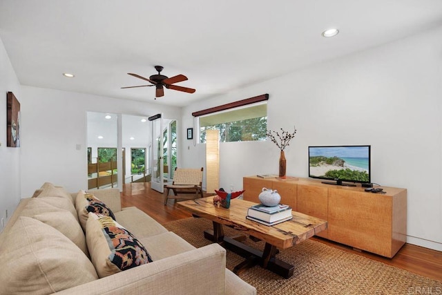 1859 Zapo St, Del Mar, CA 92014 - living area with wood finished floors, recessed lighting, and ceiling fan