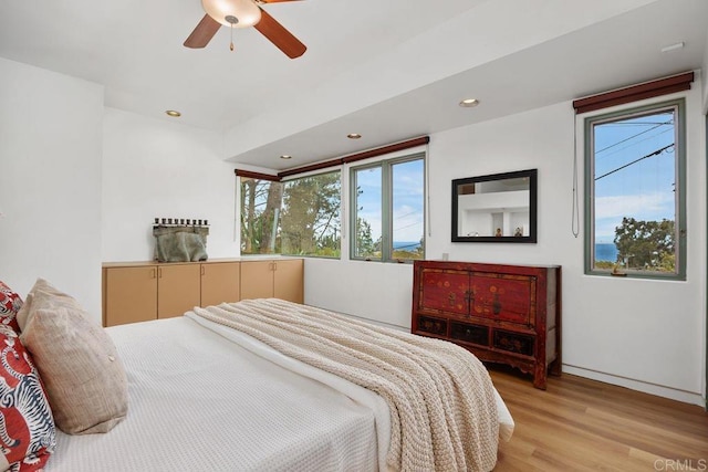 1859 Zapo St, Del Mar, CA 92014 - bedroom with multiple windows, light wood-type flooring, a ceiling fan, and recessed lighting
