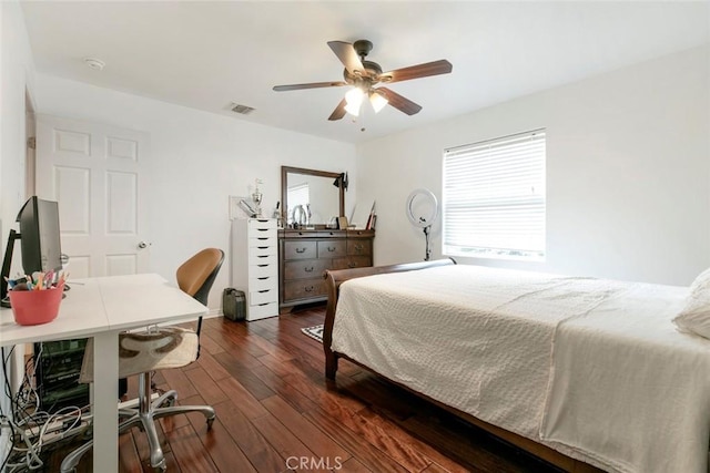 7129 Forbes Ave, Van Nuys, CA 91406 - bedroom featuring dark wood-type flooring, a desk, and ceiling fan