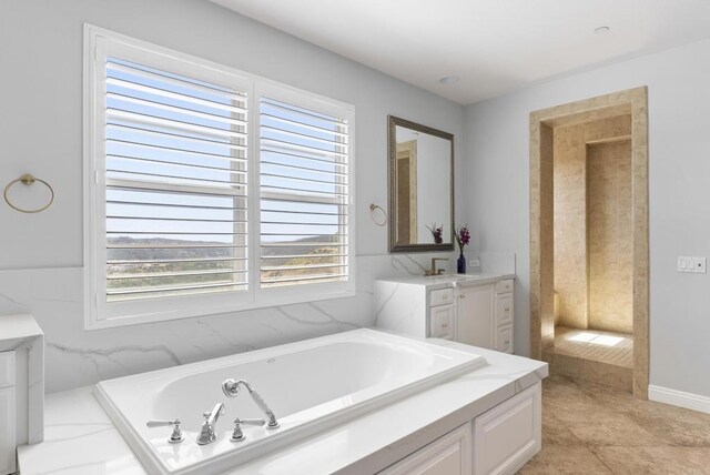 14220 Green Valley Ct, Scripps Miramar, CA 92131 - full bathroom with a bath, vanity, and tile patterned floors