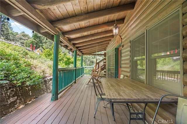 379 Dorn Dr, Crestline, CA 92325 - view of wooden terrace