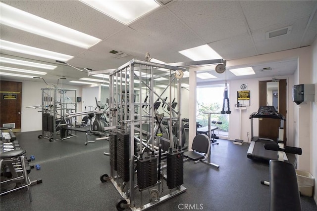 3603 W Hidden Ln Unit 317, Rolling Hills Estates, CA 90274 - exercise room with a paneled ceiling