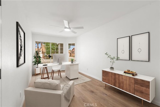 37109 Daisy St, Palmdale, CA 93550 - office featuring light wood-type flooring, a ceiling fan, and baseboards
