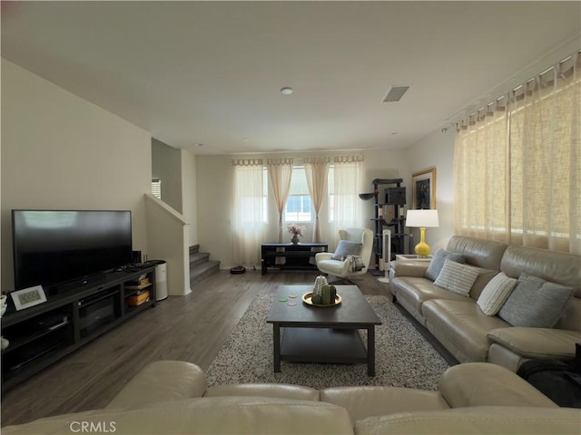 22111 Main St Unit 6, Carson, CA 90745 - living room with wood finished floors and stairway