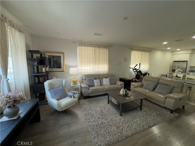 22111 Main St Unit 6, Carson, CA 90745 - living room featuring hardwood / wood-style floors, healthy amount of natural light, and recessed lighting