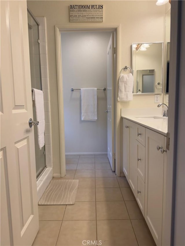 22111 Main St Unit 6, Carson, CA 90745 - bathroom with tile patterned flooring, vanity, and a shower stall
