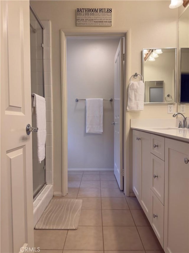22111 Main St Unit 6, Carson, CA 90745 - full bathroom with vanity, tile patterned floors, and a stall shower