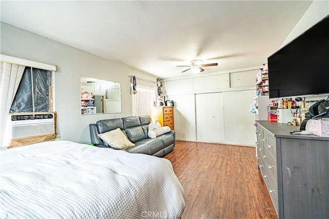 4639 Pine St, Pico Rivera, CA 90660 - bedroom featuring wood finished floors and a ceiling fan