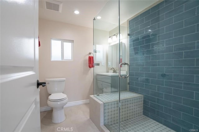 5919 Cantaloupe Ave, Valley Glen, CA 91401 - full bath with a stall shower, vanity, tile patterned flooring, and recessed lighting