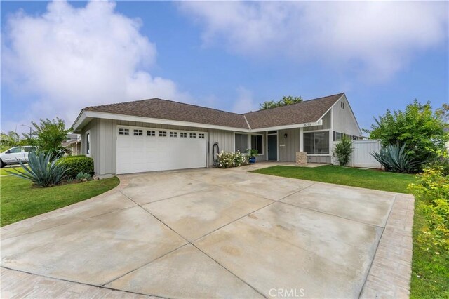 4252 Brookside St, Irvine, CA 92604 - single story home with an attached garage, driveway, and board and batten siding