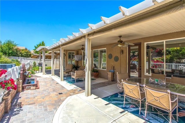 2012 Melbourne Cir, Banning, CA 92220 - view of patio / terrace with a ceiling fan and outdoor dining area