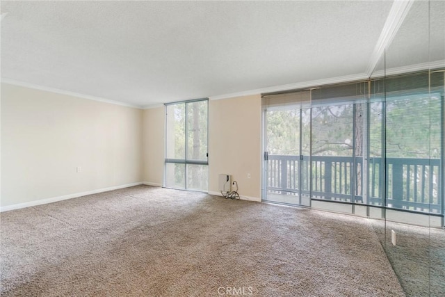 3605 W Hidden Ln Unit 112, Rolling Hills Estates, CA 90274 - carpeted empty room with crown molding, a textured ceiling, and baseboards