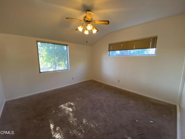 10315 Mcbroom St, Sunland, CA 91040 - unfurnished room featuring lofted ceiling, baseboards, carpet, and a ceiling fan