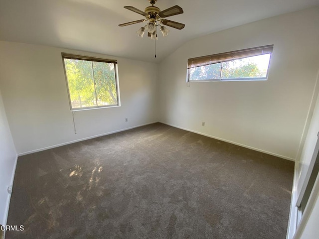 10315 Mcbroom St, Sunland, CA 91040 - carpeted spare room with lofted ceiling, a ceiling fan, and baseboards