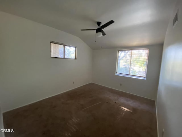 10315 Mcbroom St, Sunland, CA 91040 - carpeted empty room with lofted ceiling, a ceiling fan, and baseboards