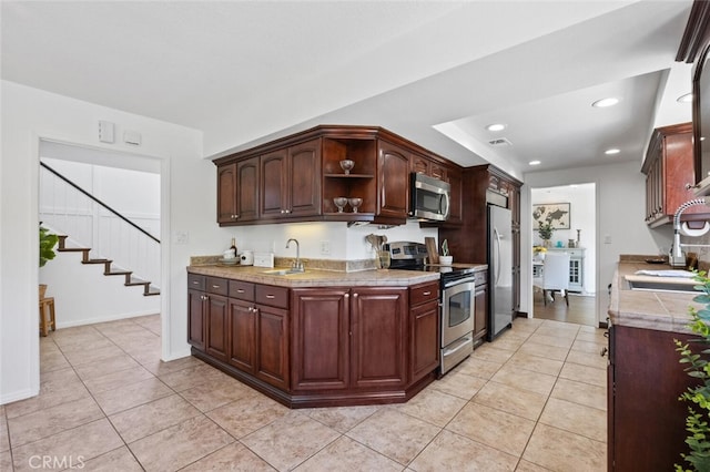 4354 Avenida Prado, Thousand Oaks, CA 91360 - kitchen with appliances with stainless steel finishes, a sink, light tile patterned flooring, and recessed lighting