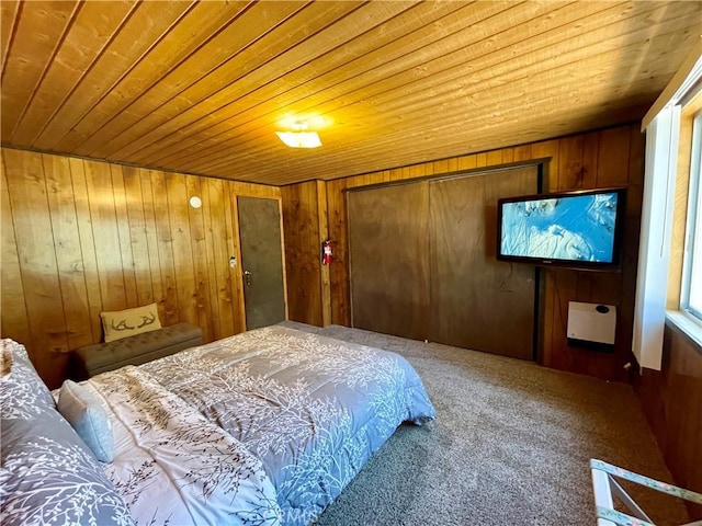 2076 8th Ln, Big Bear City, CA 92314 - carpeted bedroom with wooden ceiling and wooden walls